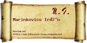 Marinkovics Irén névjegykártya